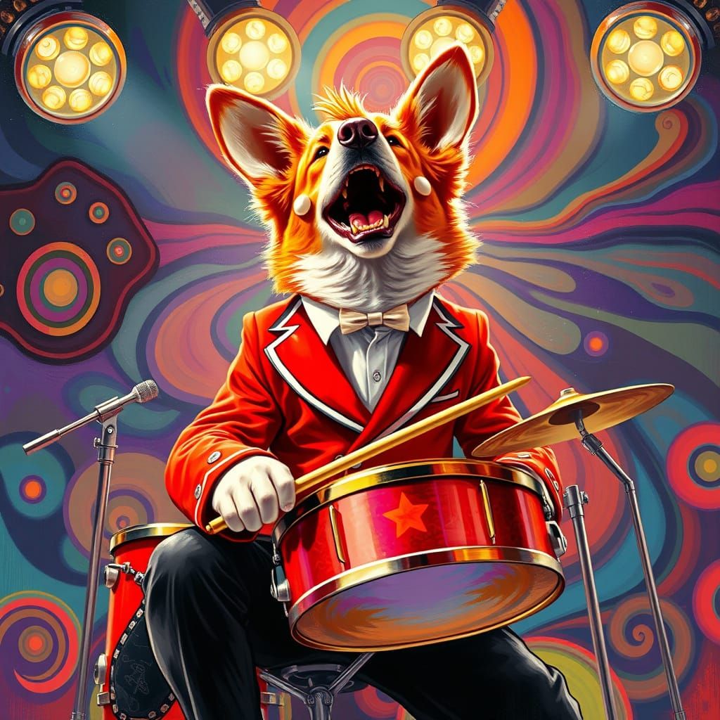 Dingo Starr in Vibrant Psychedelic Rock Style