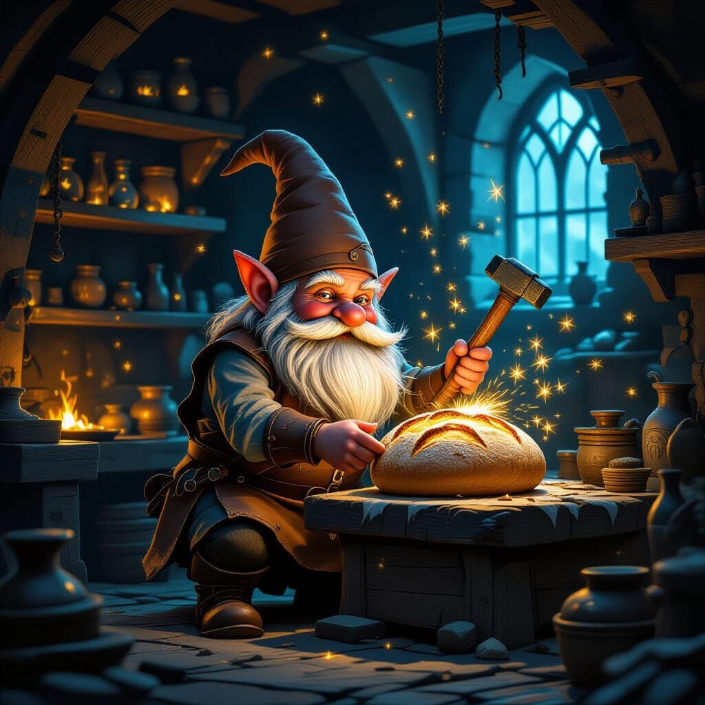 Gnome Baker Crafts Starlight Bread in Ancient Forge