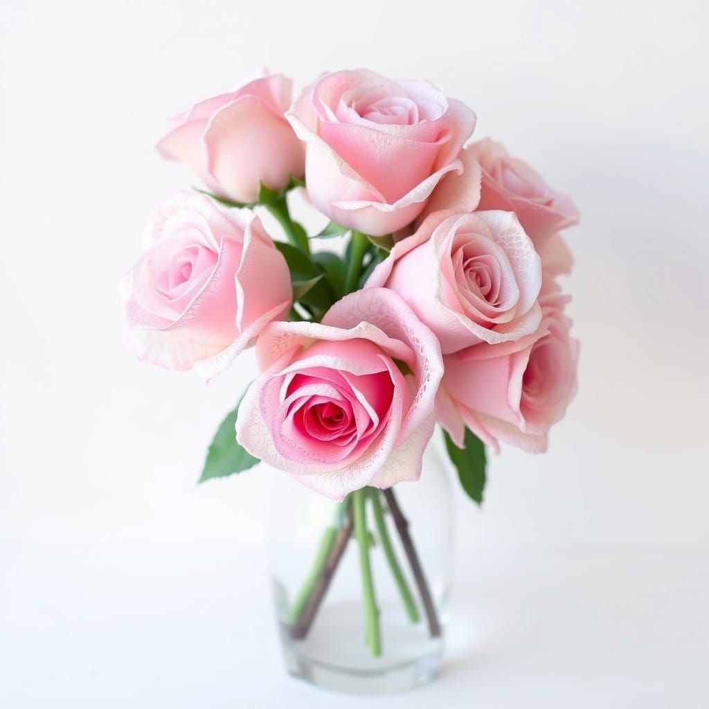 roses in a vase, in shades of red, white background, the ima...