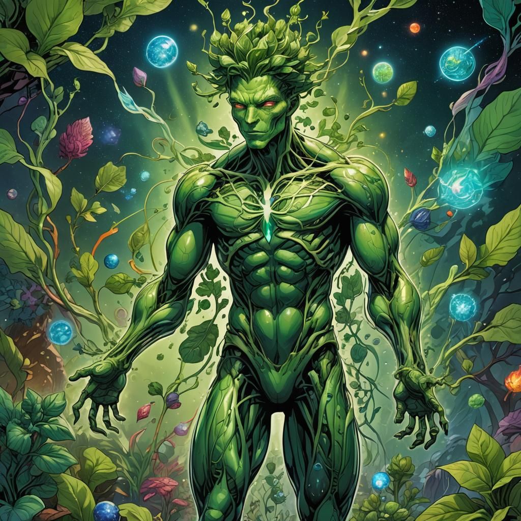 Green Mutant Sprout in Comic Book Style