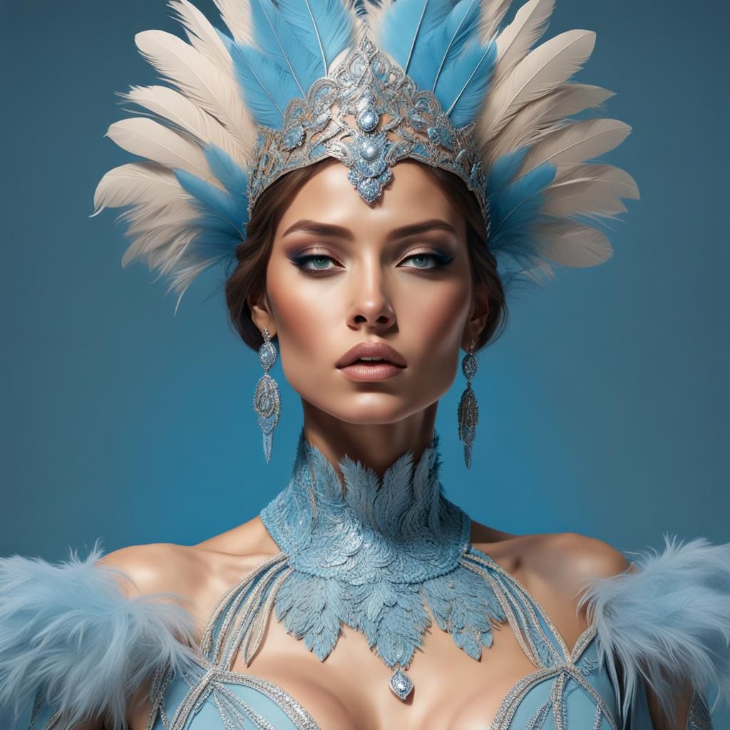 Ethereal Woman in Couture Bodysuit: Hyperdetailed Portrait