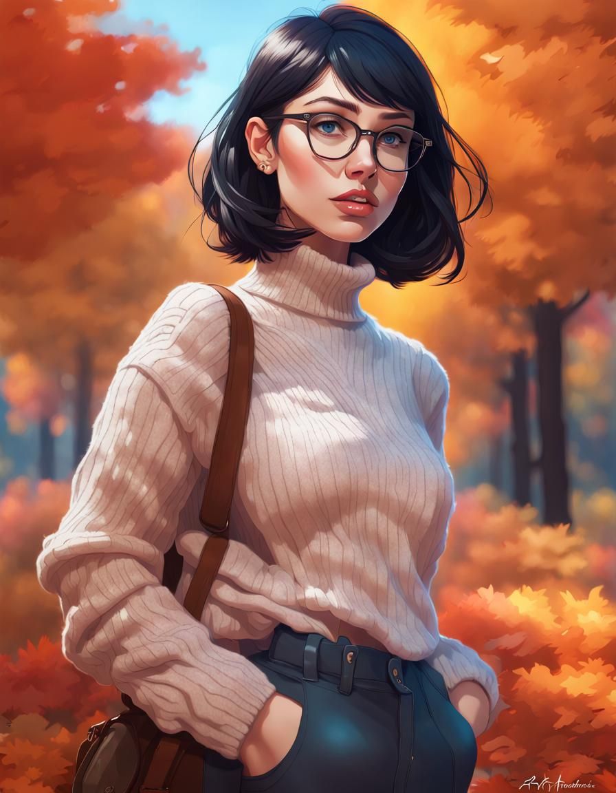 Girl with Blue Eyes Portrait in Art Nouveau Style