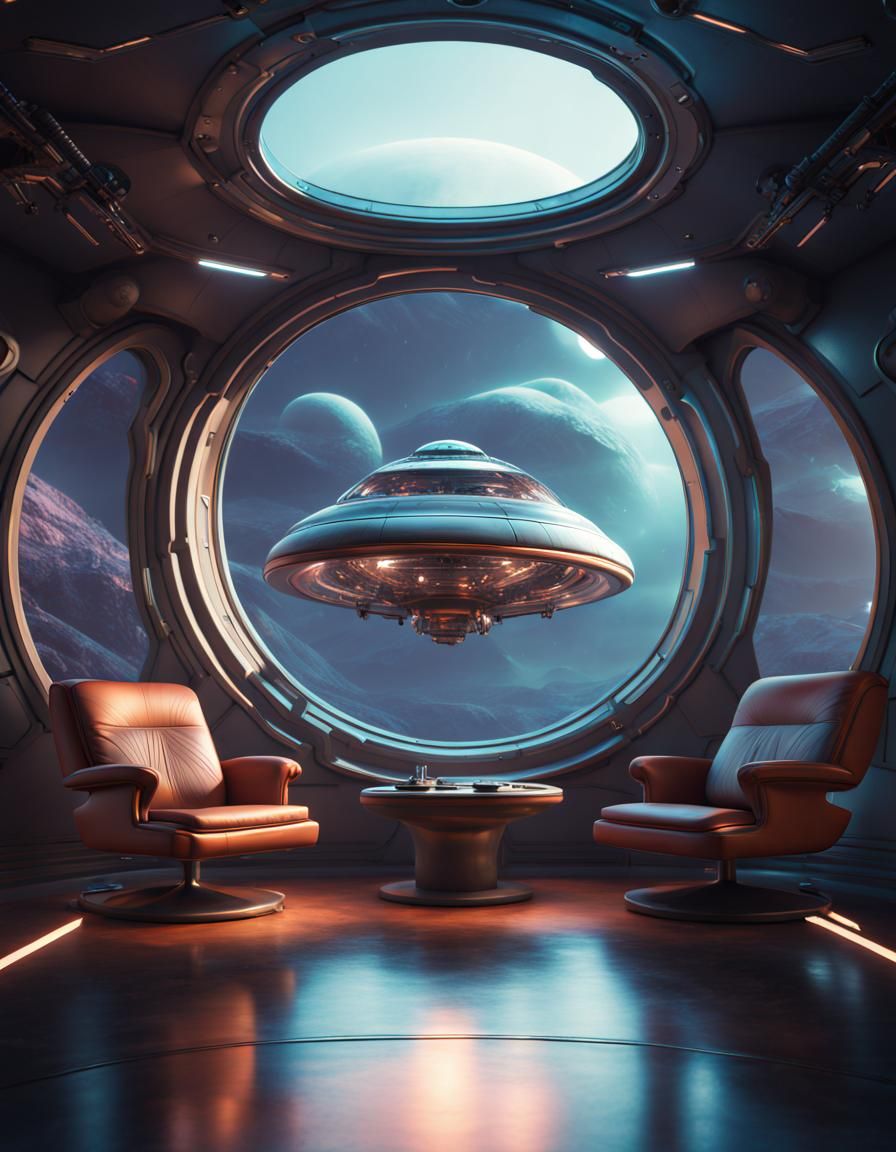 Alien in UFO over Los Angeles: Matte Painting