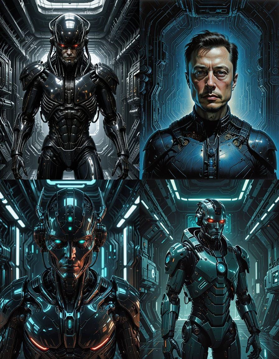 Cyborg Leader in Futuristic Space Armor