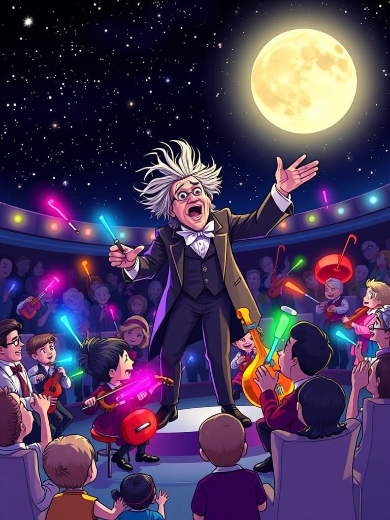 Whimsical Children's Orchestra in a Midnight Spectacle