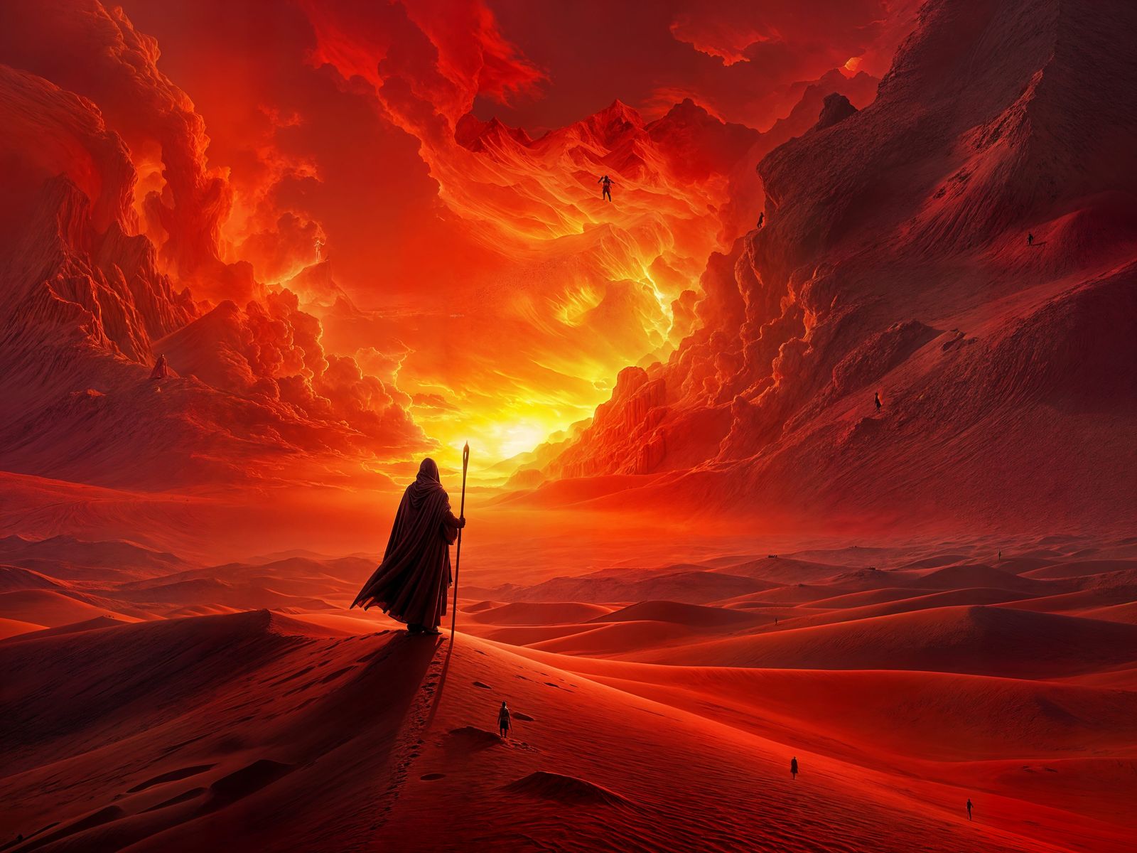 Crimson Desert Pilgrimage: Hyperrealistic Digital Painting