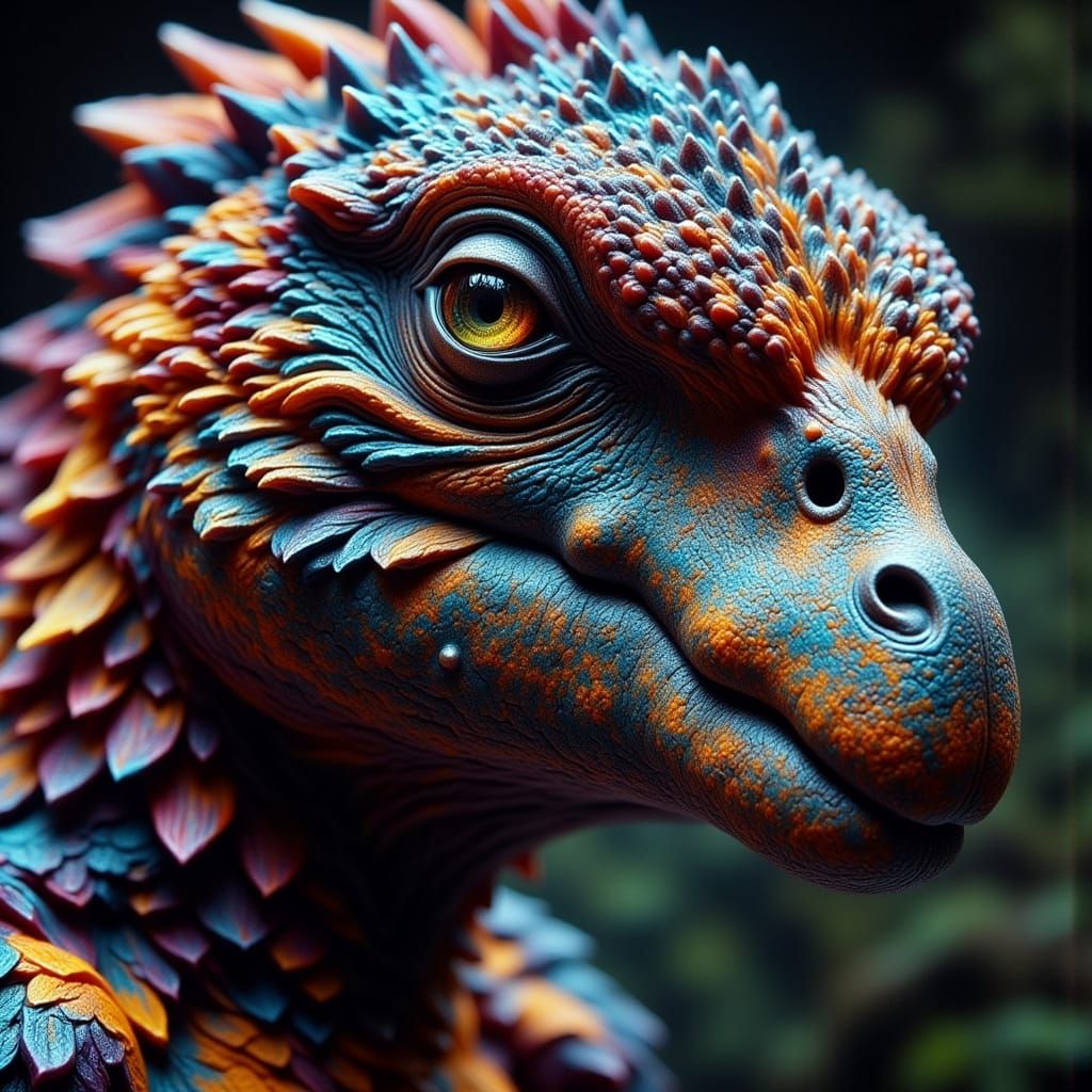 Hyperrealistic Portrait of a Parrot-Crocodile Hybrid in Vibr...