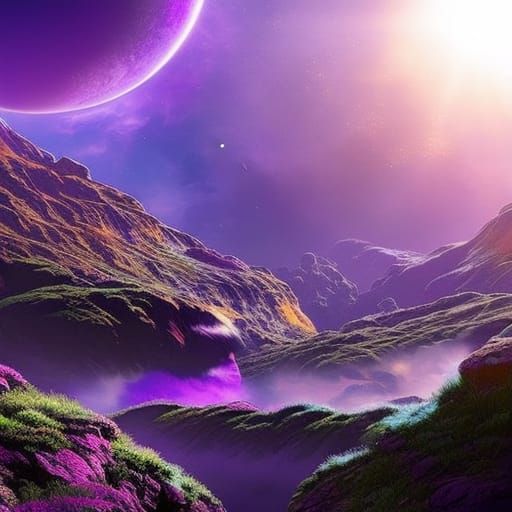 Hyperrealistic Purple Planet Concept Art