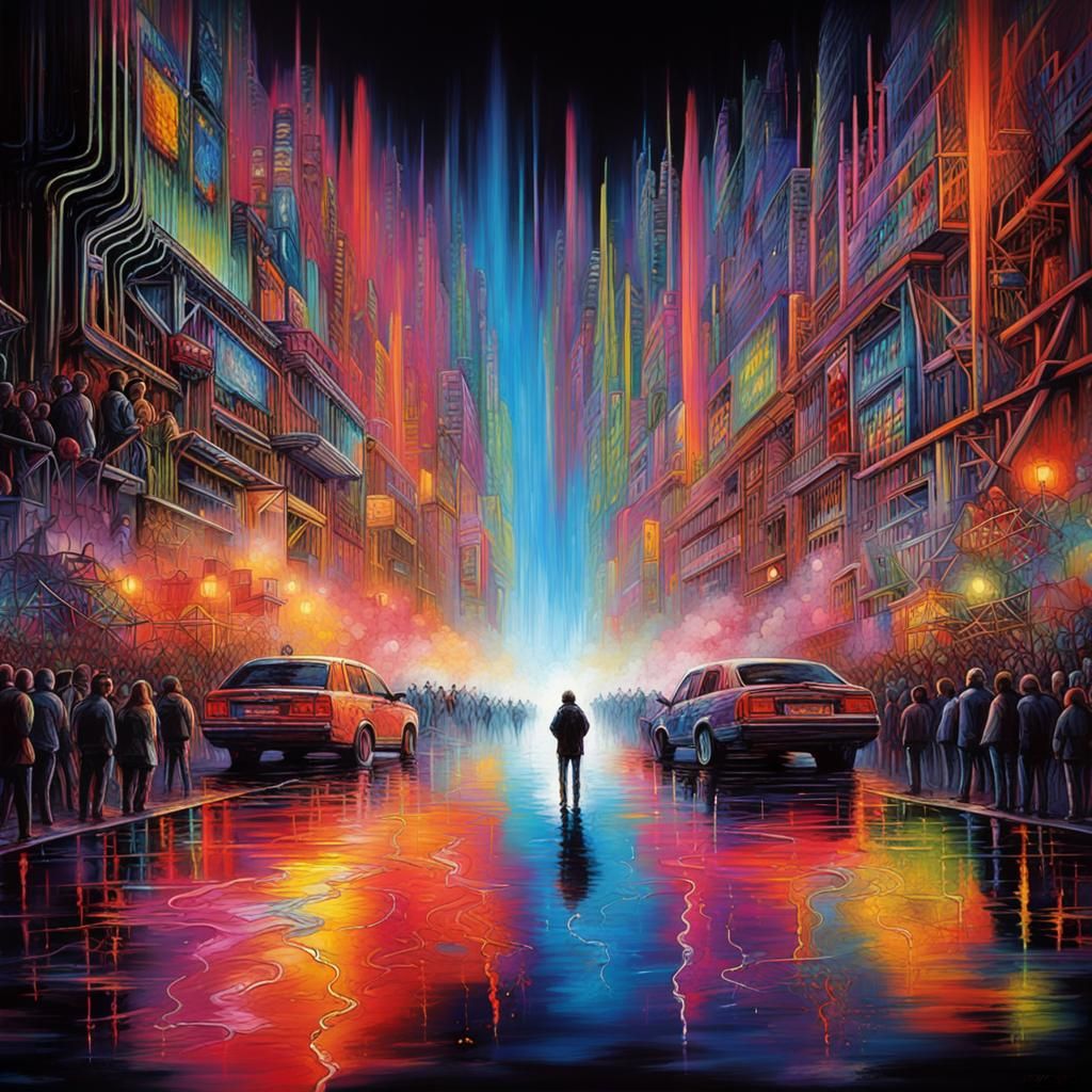 Colorful Concert Laser Show in Graffiti Art Style