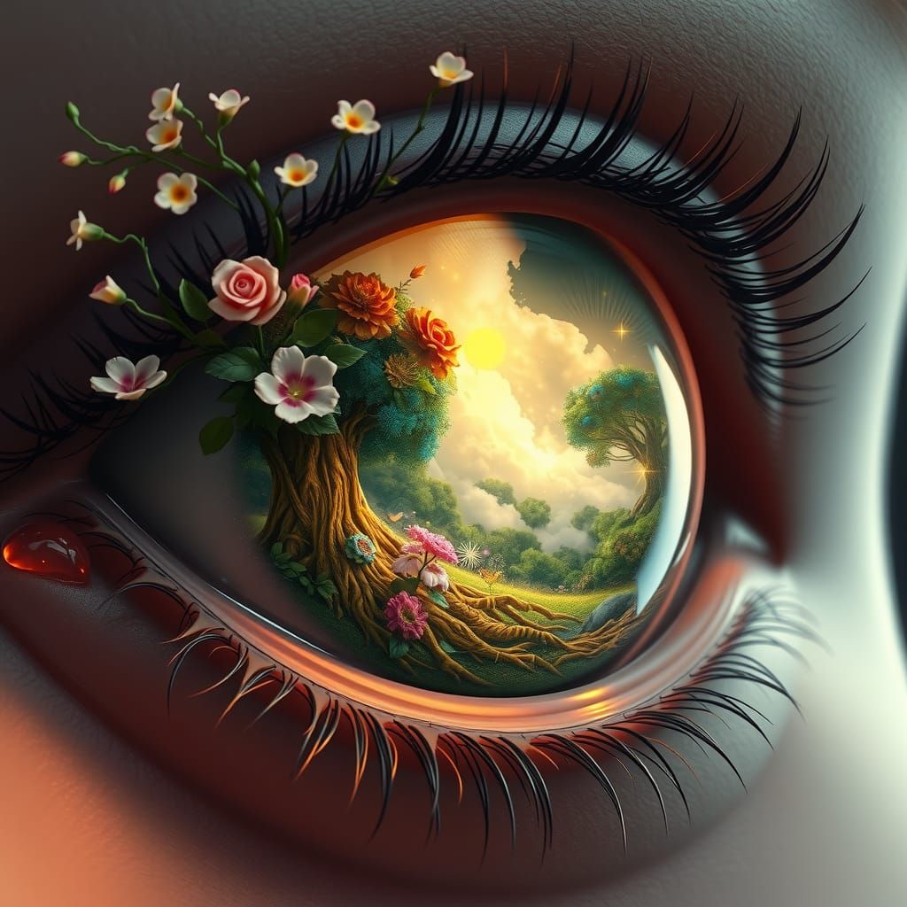 Surreal Eye with Fantasy World Iris