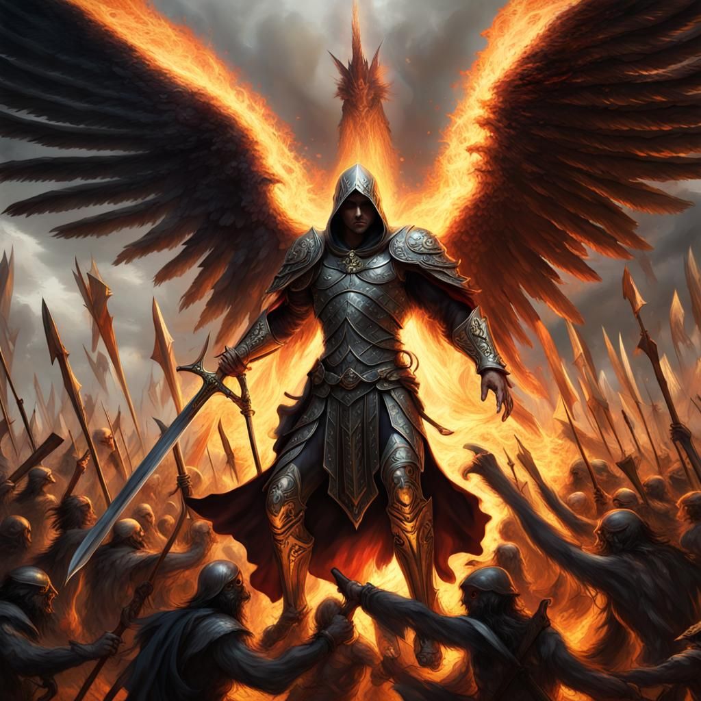 Archangel Michael Descends in Dark Fantasy Battle