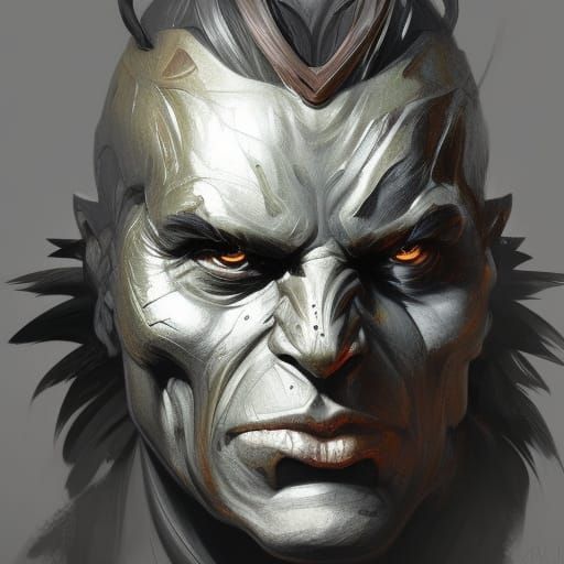 Detailed Orc Portrait in Art Nouveau Style