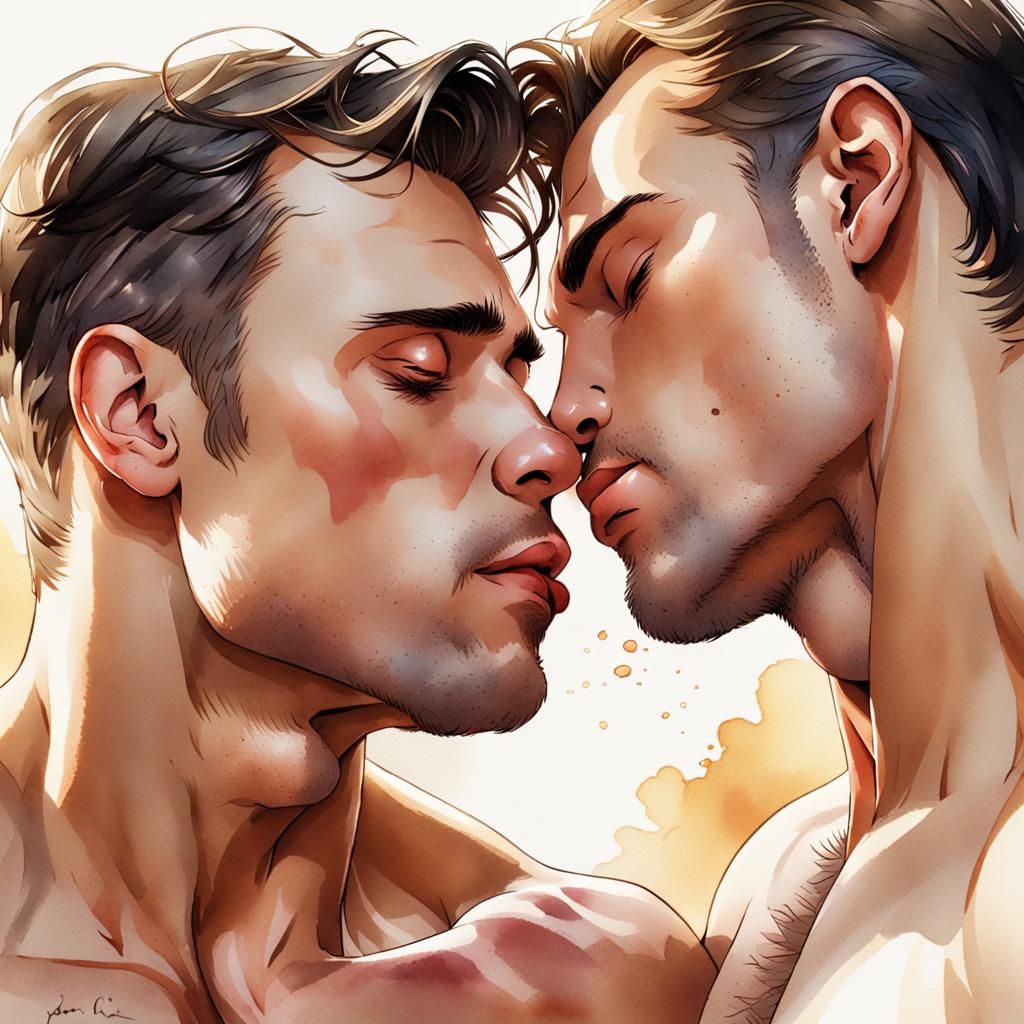 Romantic Kiss in Comic Book Art