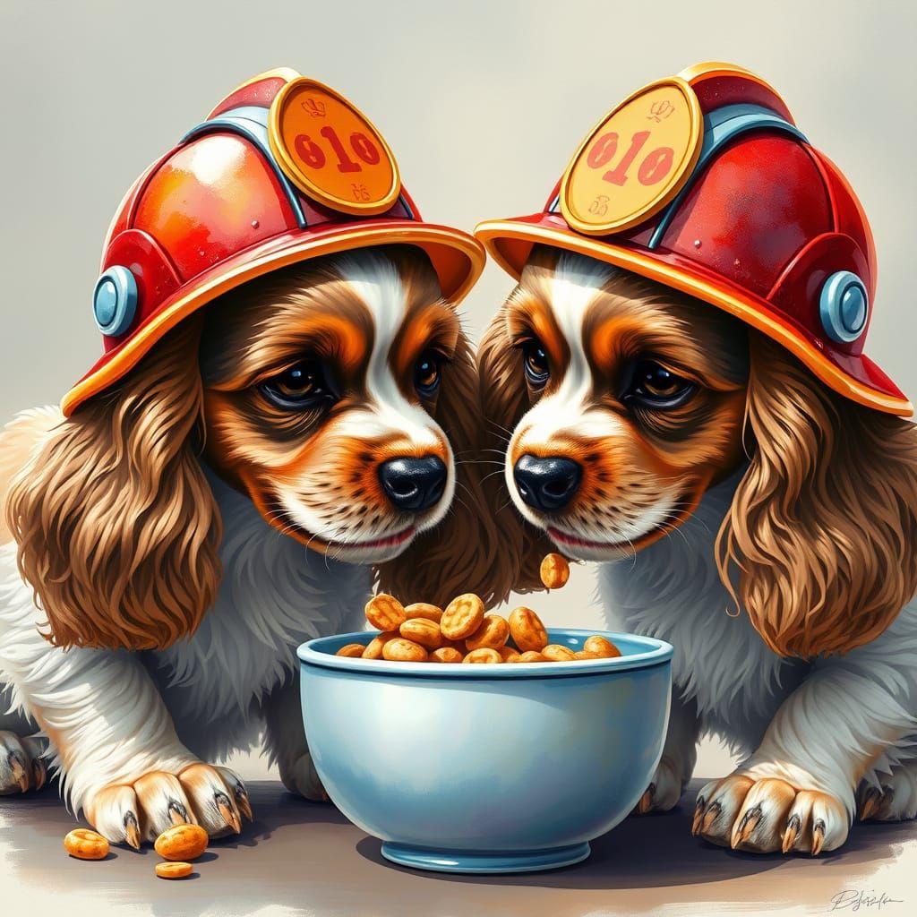Charming Cocker Spaniels in Whimsical Pixar-Inspired Scene
