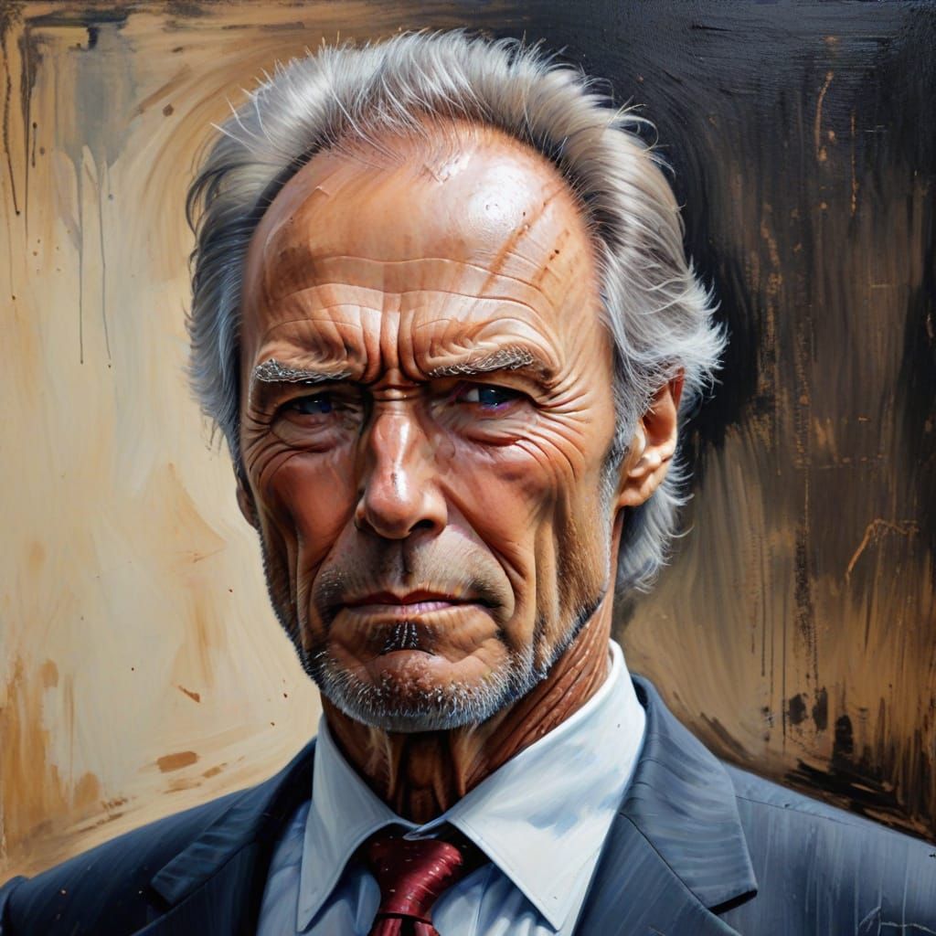 Clint Eastwood Portrait as Oil Painting