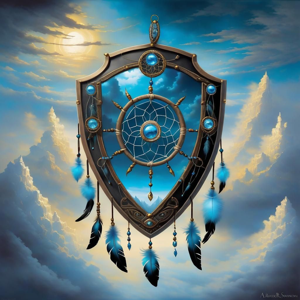 Dream Catcher Shield in Whimsical Fantasy Style