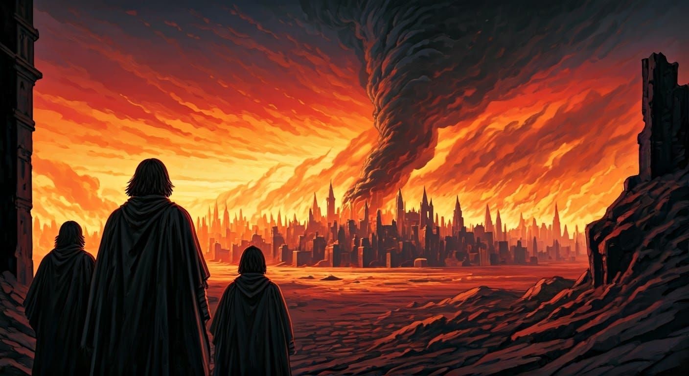 Smoldering Ruins: A Dark Fantasy Scene