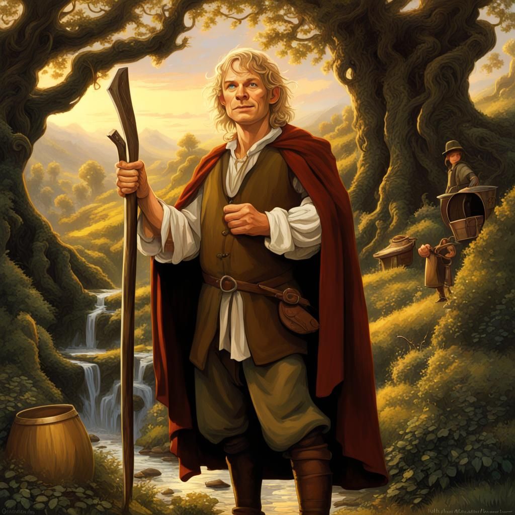 Merry Brandybuck in Classic Fantasy Art Style
