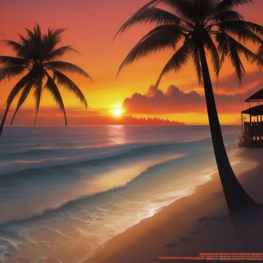 Witch on Fiery Dragon at Tropical Sunset