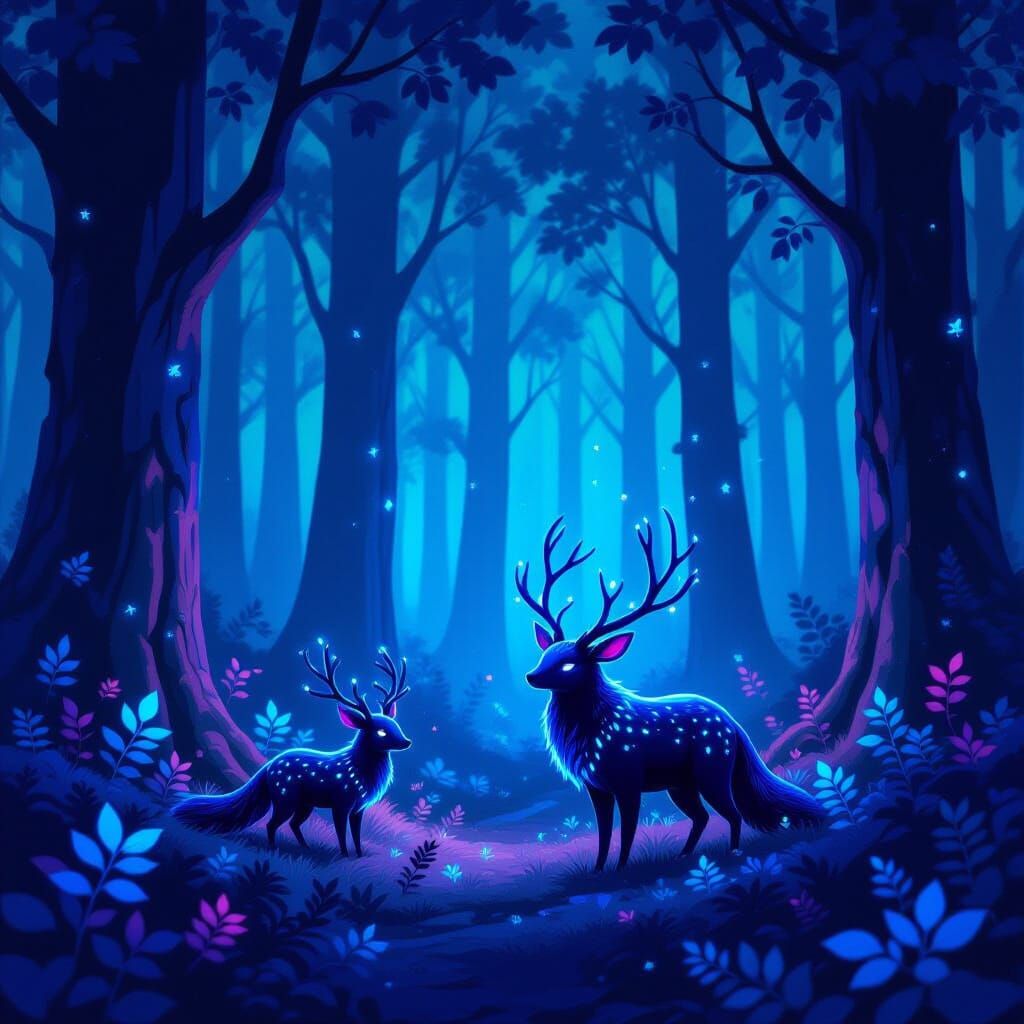 Glowing Forest Creature in Digital Fantasy Style