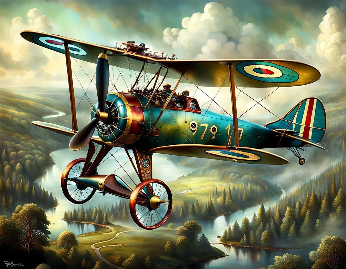 Whimsical Biplane: A Disney-esque Aerial Yacht