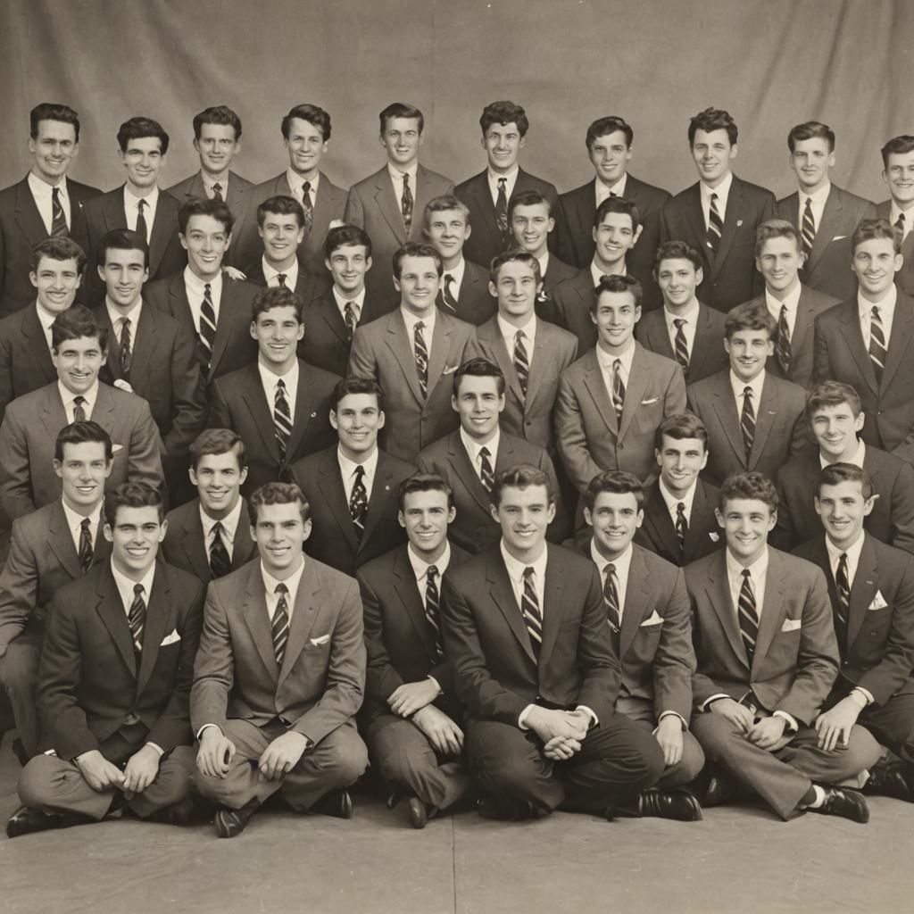Vintage College Men's Swim Team Photo