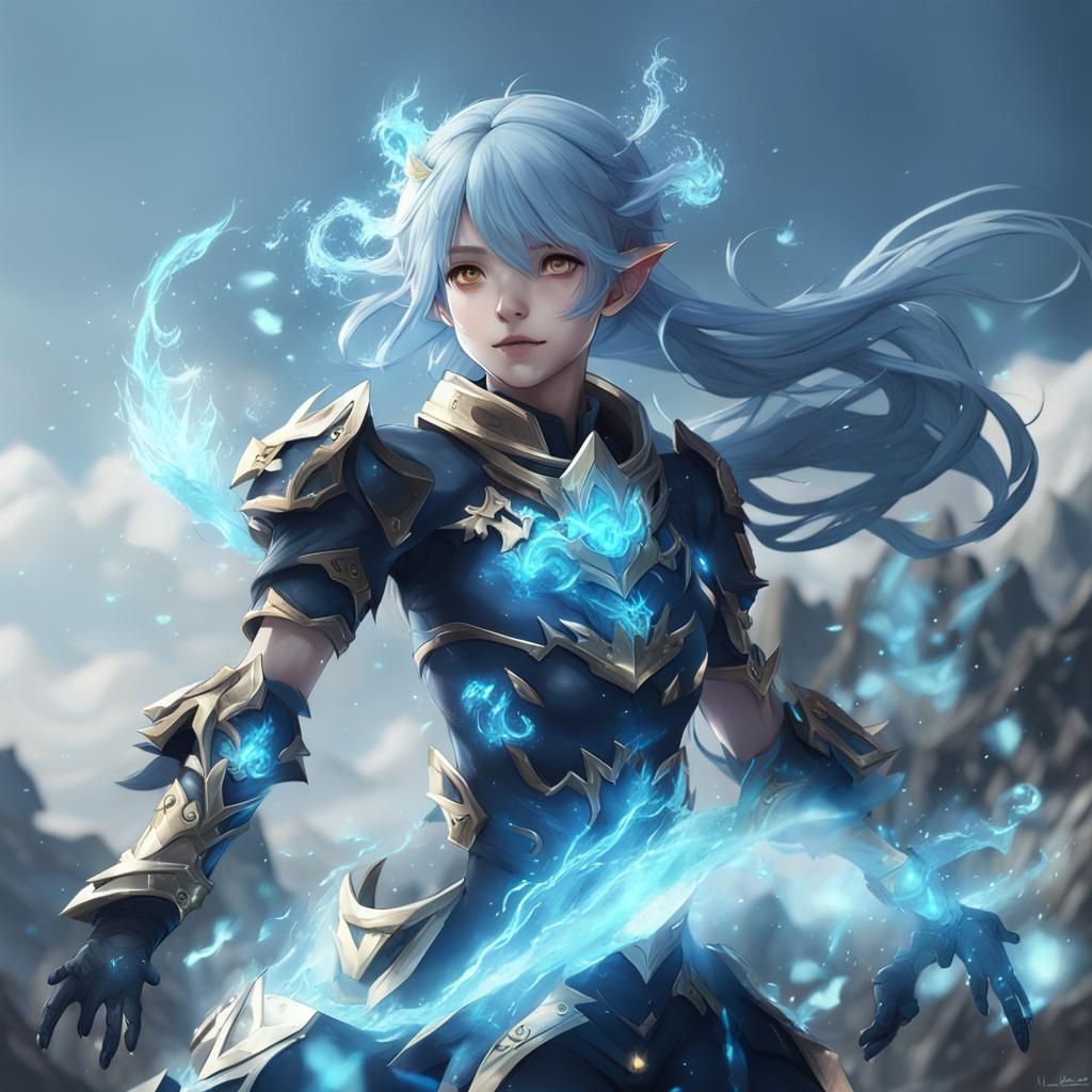 Anime Air Elemental Girl in 3D