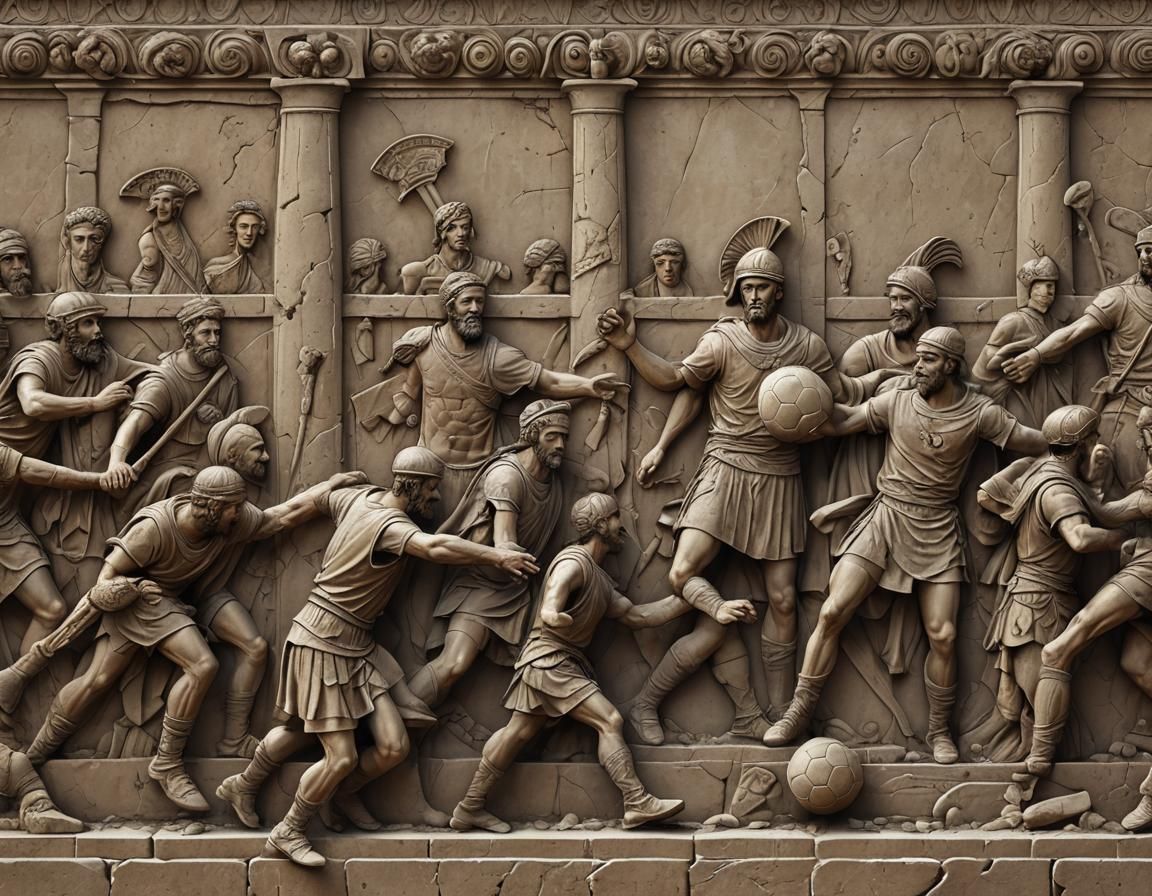 Dacians and Romans Play Soccer: Trajan's Column Style