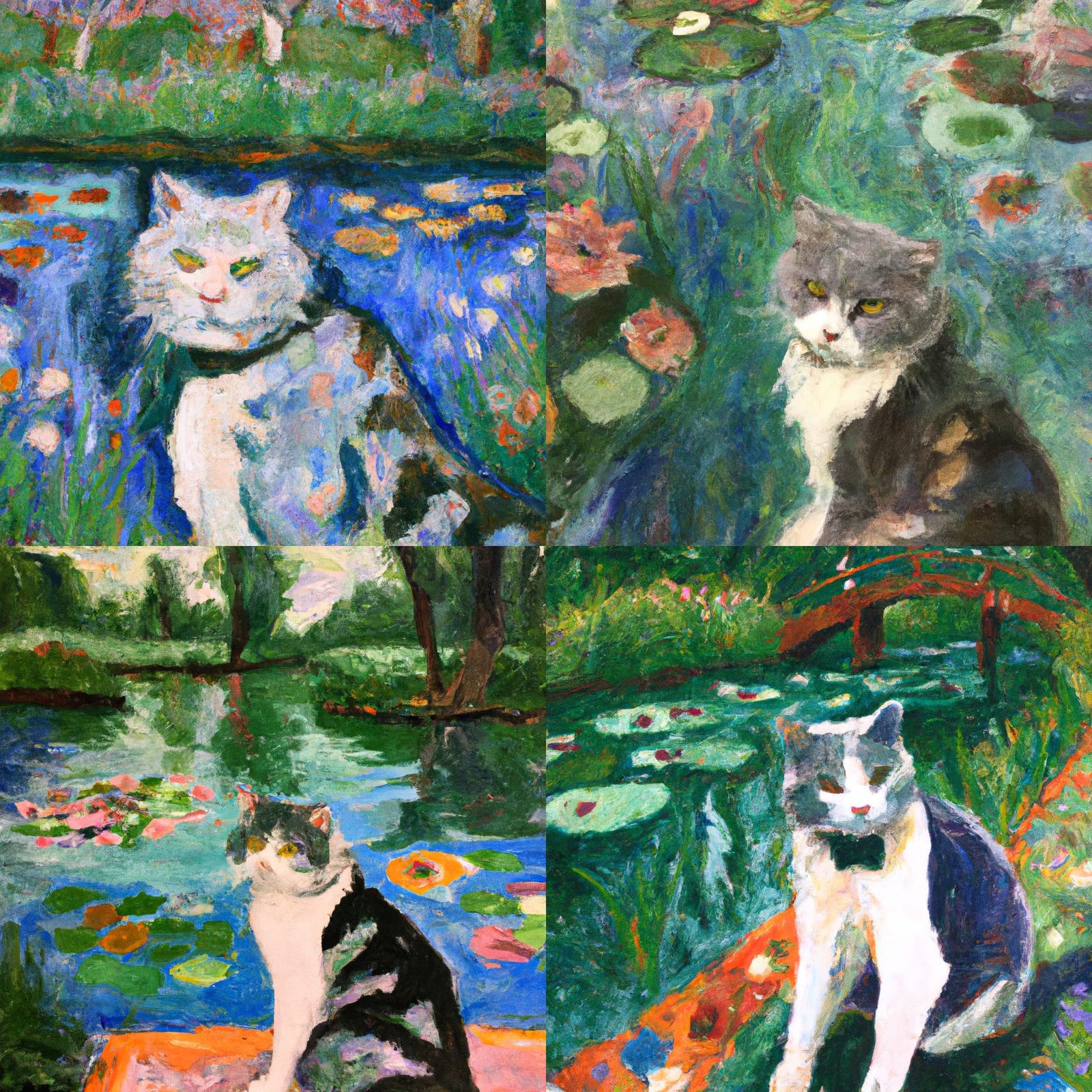Impressionist Cat in Monet Style