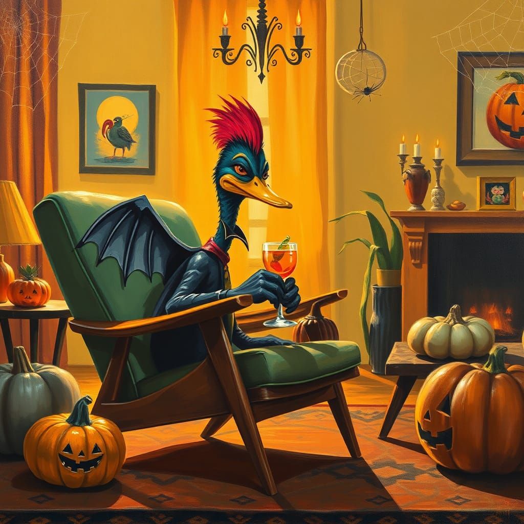 Vampire Duck in Mid-Century Modern Pop Art