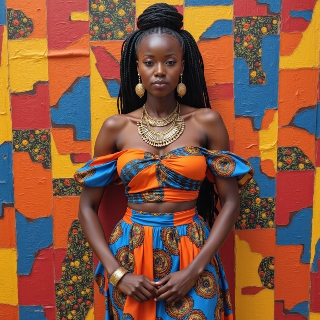 Vibrant African Goddess in Traditional Attire