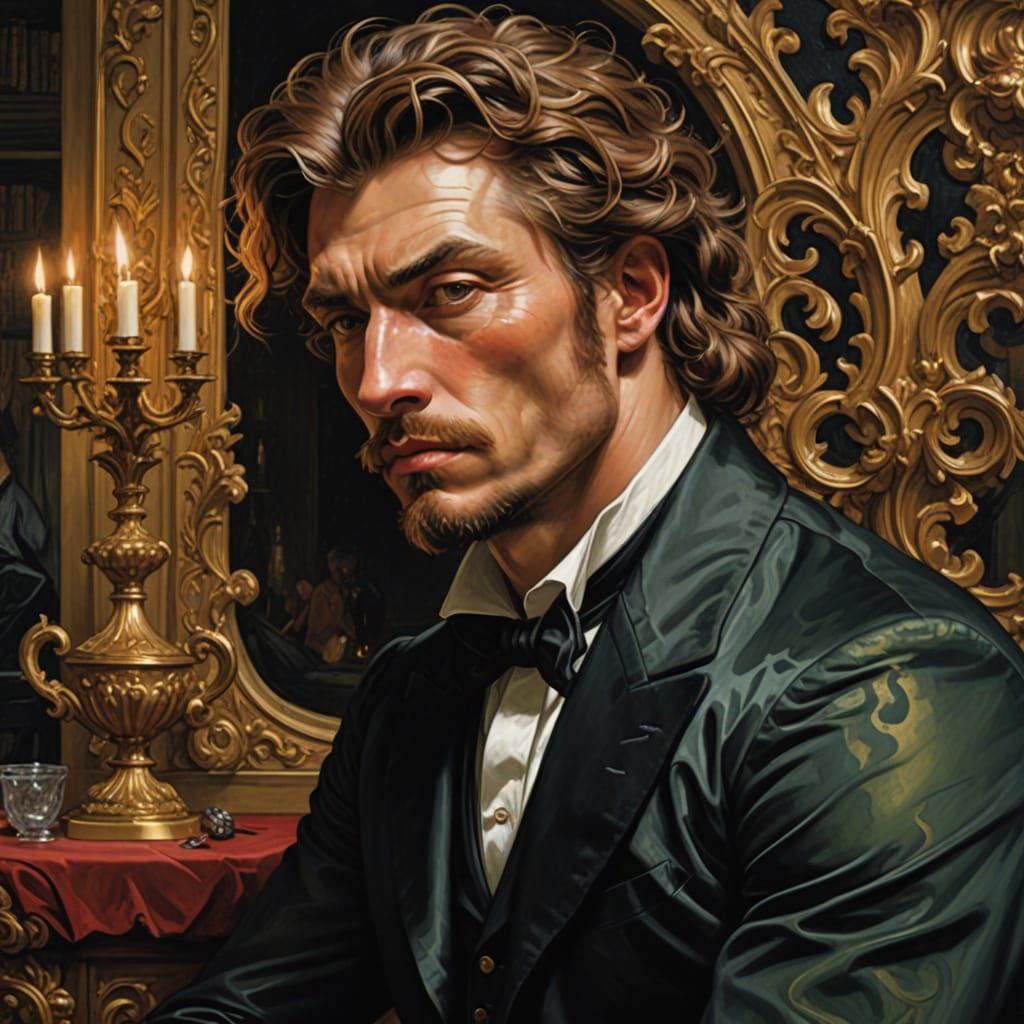 Bearded Alpha Male in Gilded Salon