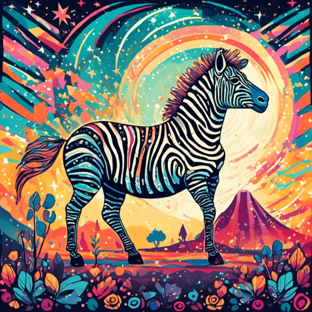 Vibrant Zebra on the Savanna: Colorful and Detailed