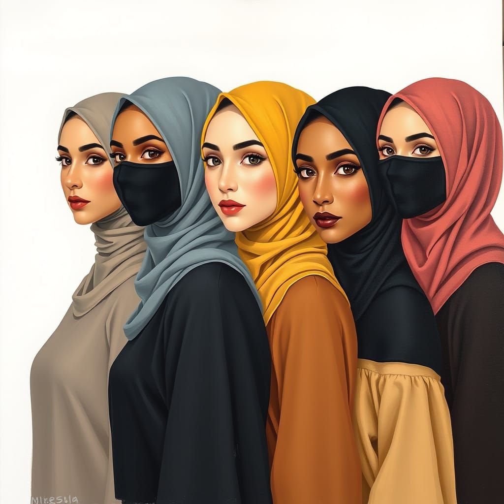 Modern Portrait of Diverse Women Wearing Hijabs