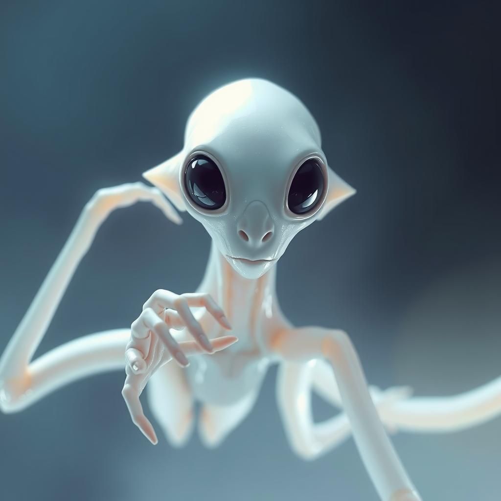 Ethereal Pale Humanoid Figure in Futuristic Style