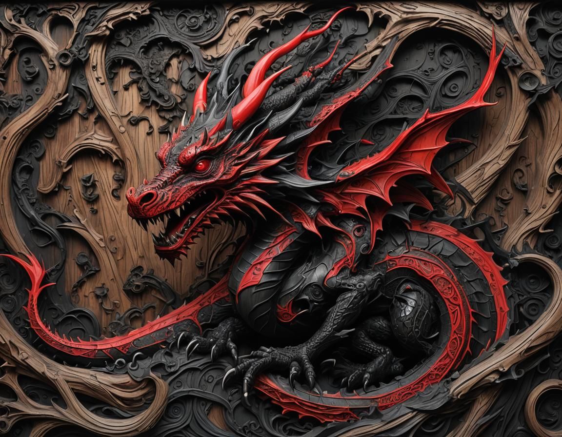 Epic Wood Carved Dragon in Master Bedroom