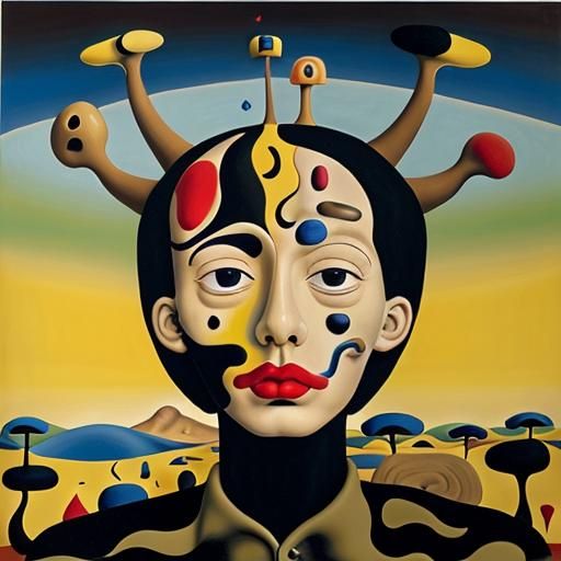Dreamlike Giant Head in Surrealist Style