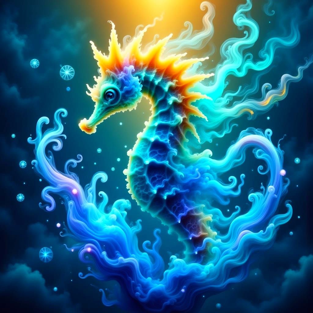 Ethereal Seahorse in an Underwater Realm
