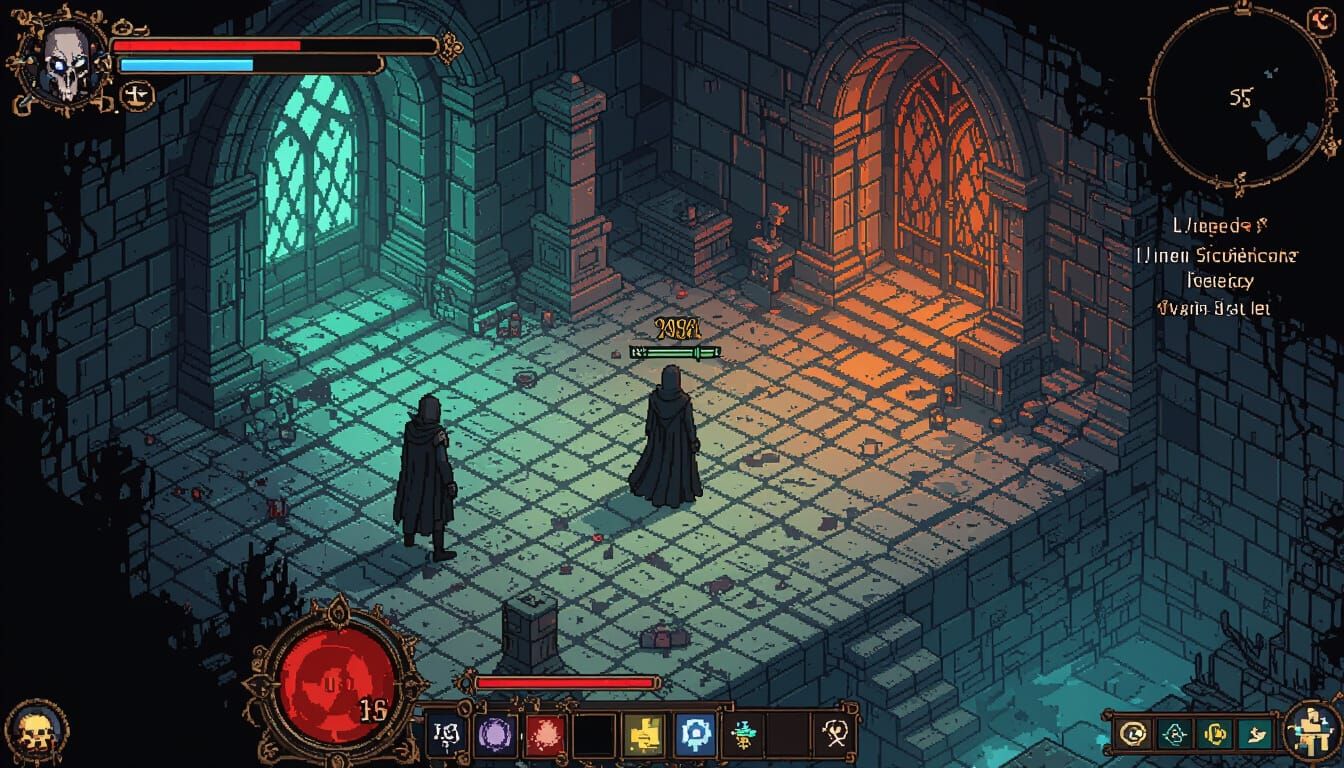 Dark Gothic RPG Game Screenshot in Isometric View