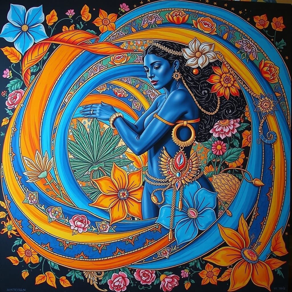 Psychedelic Garden Dream with Cosmic Mystery