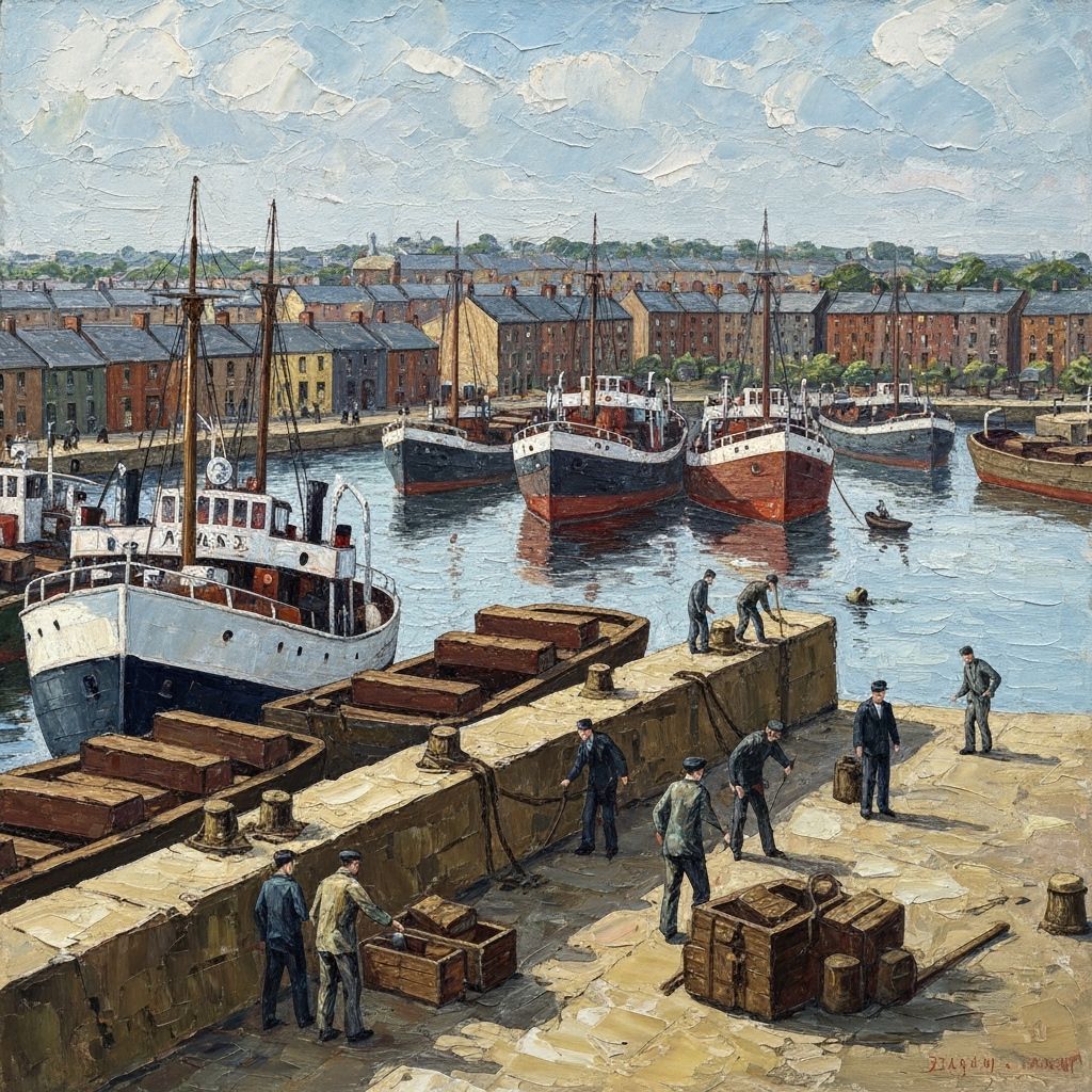 Tiger Bay Docks: 1950s Scene in Expressionist Style