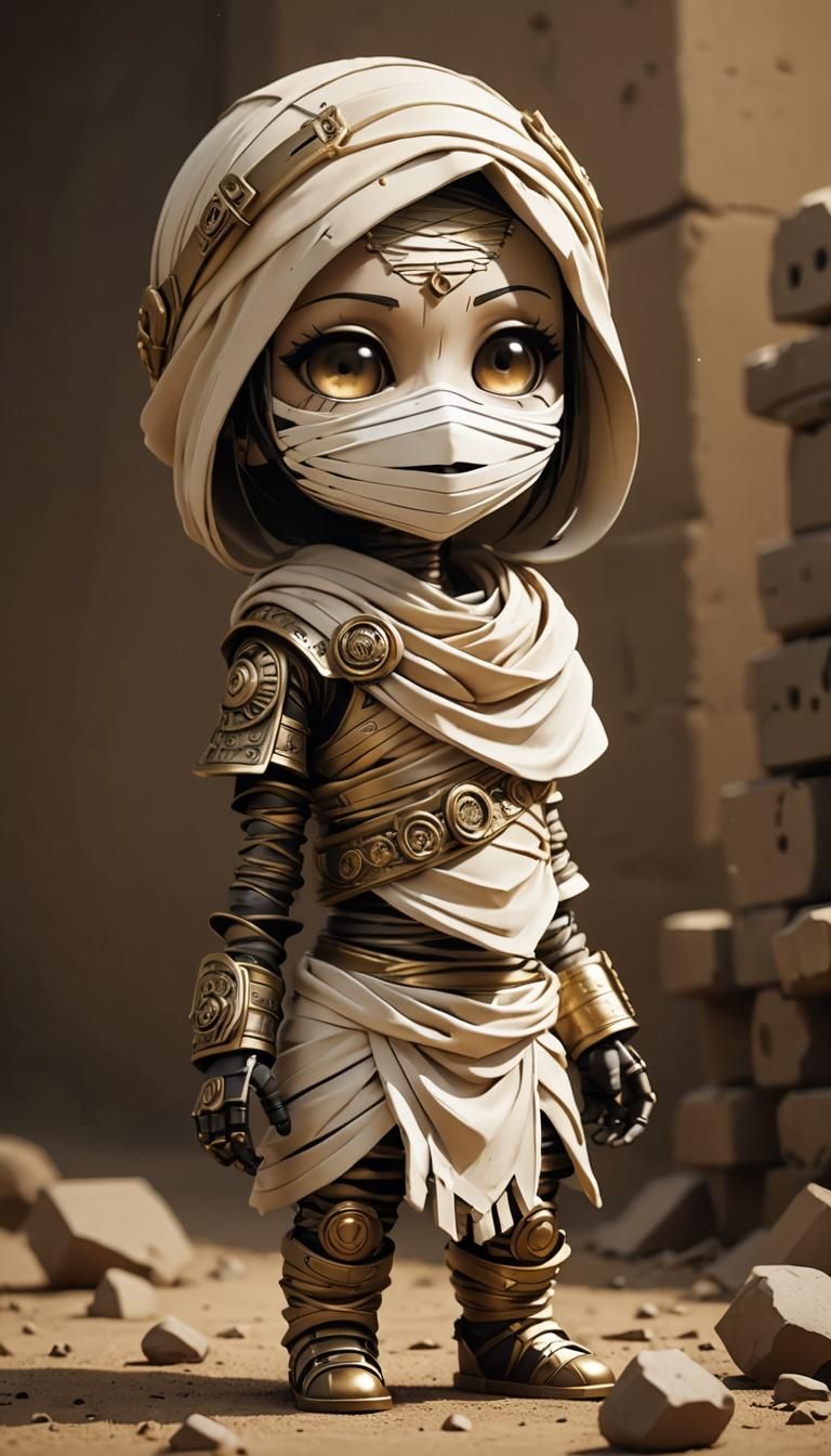 Cute Chibi Mummy in Sepia Tones