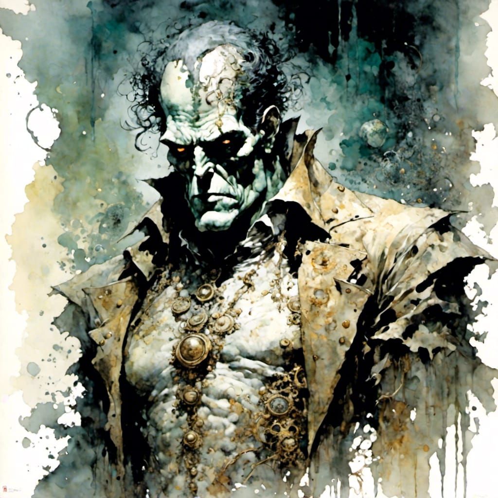 Watercolor Painting of Frankenstein's Monster