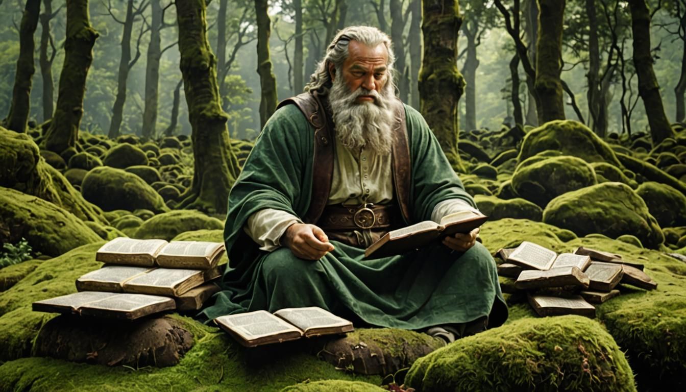 Moses and the Tablets on a Mossy Bed