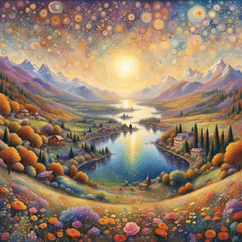 POINTILLISM ART Josephine Wall Kandinsky Thomas Kinkade Pino Daeni color graded concept art naïve art pointillism pastel...