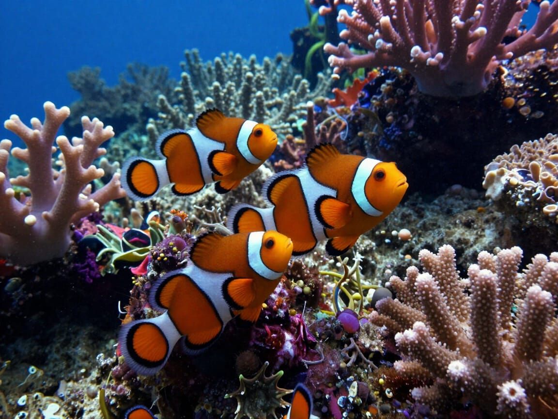 Vibrant Coral Reef with Clownfish in Cinematic Style
