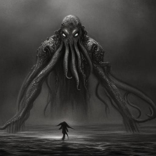 Cthulhu Rises: Ominous Gothic Chalk Art