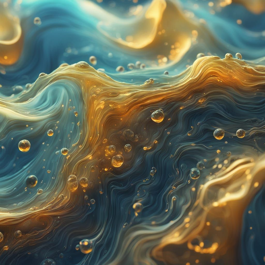 Surreal Macro Shot of Flocculation in Oil Painting Style