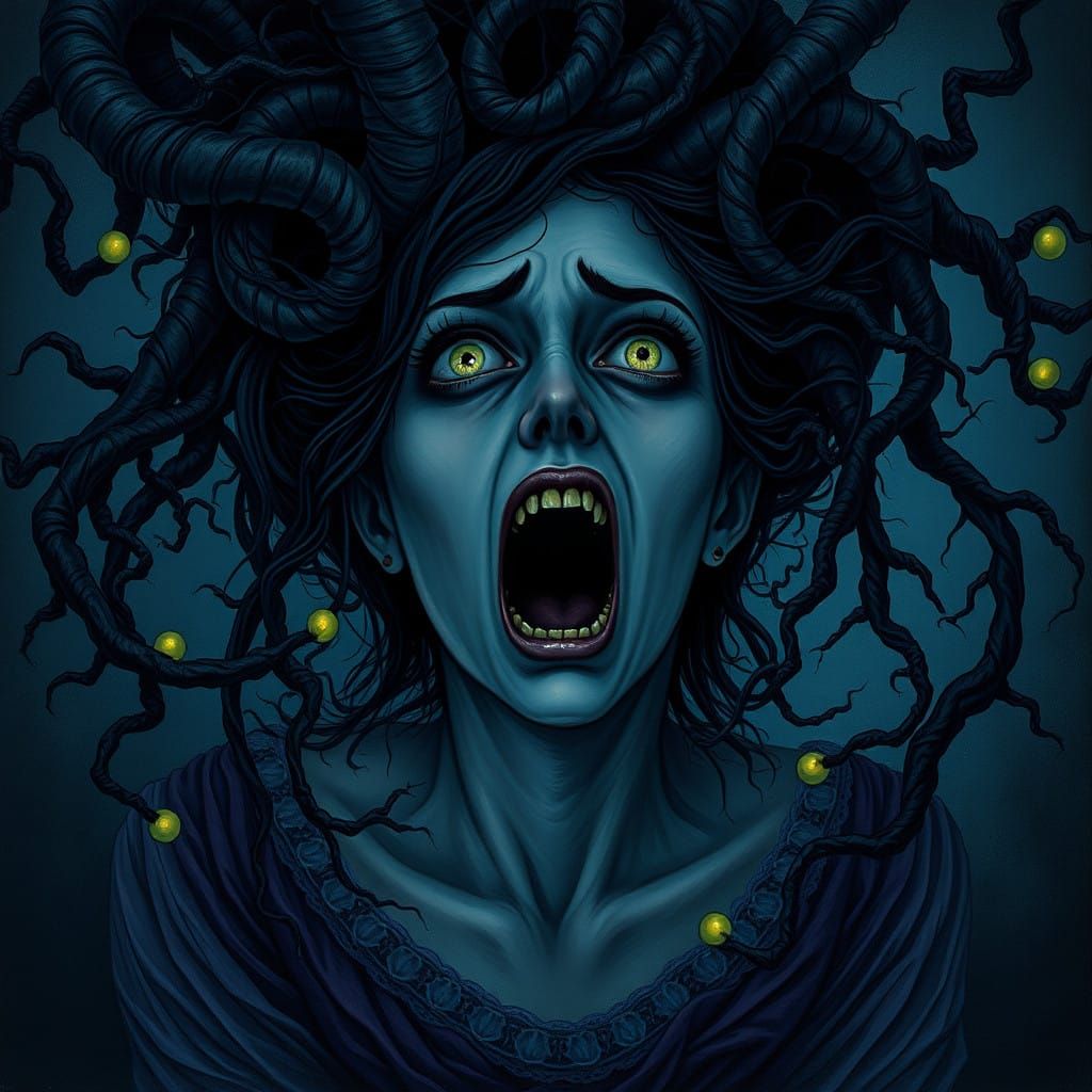 Ethereal Gothic Dreamscape with Twisted Roots and Tendrils