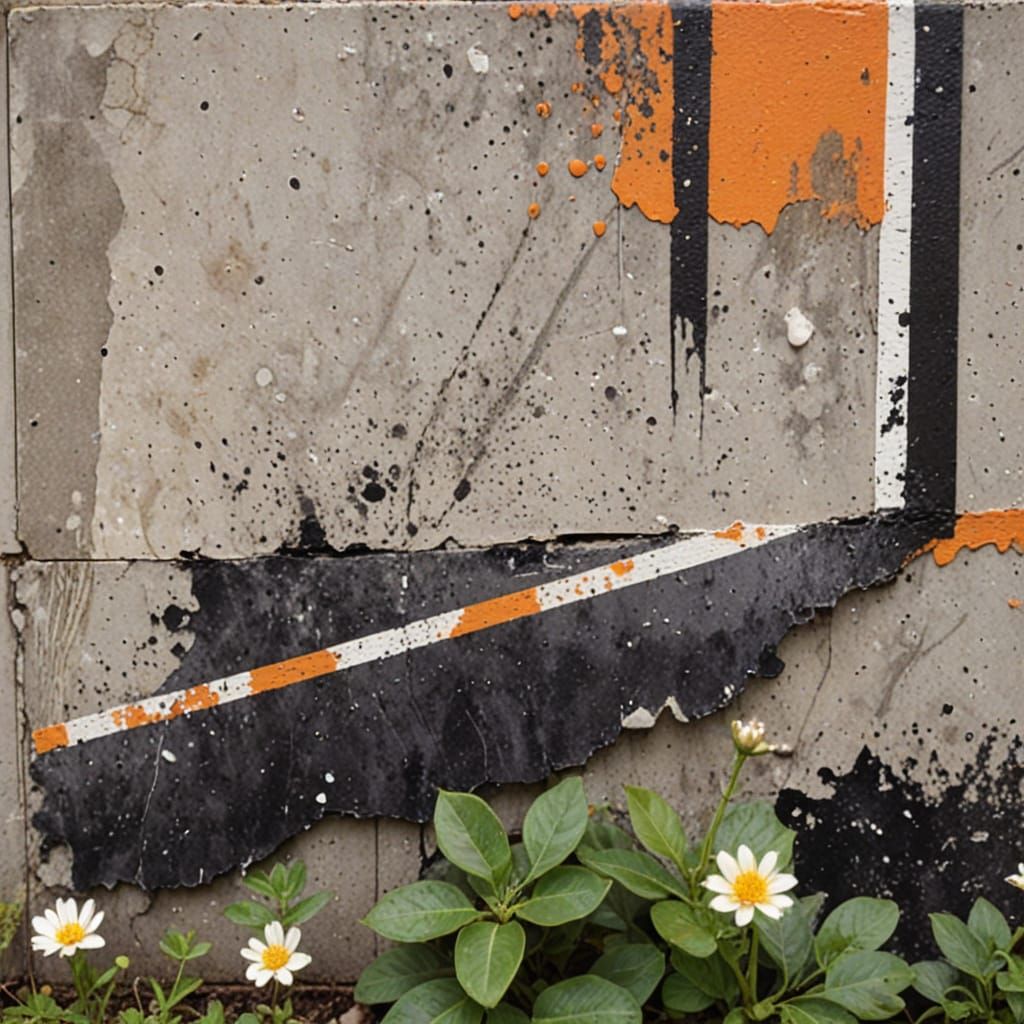 Abstract Polaroid-Inspired Artwork with Gestural Brushstroke...